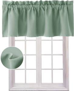 lot 27201 image: Hiasan Valance Curtains for Kitchen Blackout Thermal Insulated Solid Window Curtain Valance, Light Sage, 42 x 18 Inches, 1 Panel