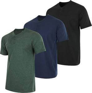 lot 27214 image: Real Essentials 3 Pack Mens Cotton Short Sleeve Henley T-Shirt - Casual Work Activewear Tee (Available in Big & Tall) SIZE L