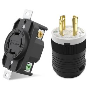 lot 17322 image: ELEGRP NEMA L14-30P & NEMA L14-30R Locking Plug and Receptacle, Generator Twist Lock Plug & SocketOutlet, 30 Amp 125250V 3 Pole 4 Wire Grounding, Industrial Grade Heavy Duty, UL Listed (4 Sets)