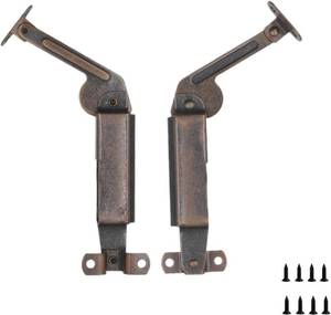 lot 17334 image: 1 Pair of Self-Balancing Lid Support Hinges, Left & Right, Dark Bronze Tone with Screws for Sofa, Box, Cabinet, Toy Box, and Shoe Bench
