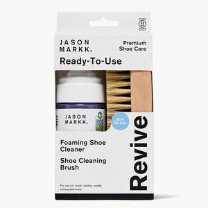 lot 17613 image: Jason Markk Quick Clean Kit, Shoe Cleaner, 2-Piece Set, Ready-To-Use Foam & Delicates Brush, Sneaker Care, Ideal for Footwear, Safe for Leather, Suede, Nubuck, Cotton, Knits, 4oz