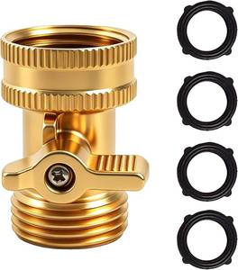 lot 17617 image: Xiny Tool Brass Garden Hose Shut Off Valve, Heavy Duty 34 Inch Solid Brass Garden Hose Shut Off Valve with 4 Extra Rubber Washers