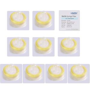 lot 17623 image: 10 pcspk Sterile Syringe Filter Double-Layer PES Hydrophilic Membrane 0.2 m Lab Filters 33mm Diameter Individually Packed, Yellow