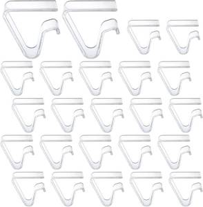 lot 17631 image: 24 Clear Table Clips for Indoor and Outdoor Tables, Plastic Tablecloth Clamps for Thick Tables, Large Picnic Table Clips