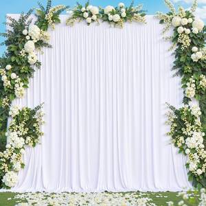 lot 17640 image: 10x10 White Backdrop Curtain for Parties Wedding Wrinkle Free White Photo Curtains Backdrop Drapes Fabric Decoration for Baby Shower 5ft x 10ft,2 Panels