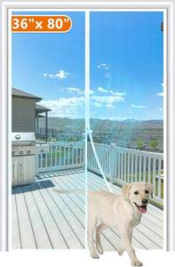 lot 17653 image: MAGZO Magnetic Screen Door Fits Door Size 36x 80, Hands-Free Mesh White  38 x 81 Heavy Duty Door Screen Magnetic Closure & Windproof Fastener, Pet Friendly Dutch Screen Door Mesh
