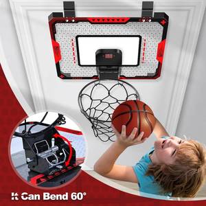 lot 17665 image: Basketball Hoop Indoor for 5 6 7 8 9 10 Year Old Boys Kids, Mini Basketball Hoop with Electronic Scoreboard Over The Door, Sport Toys Birthday Gift