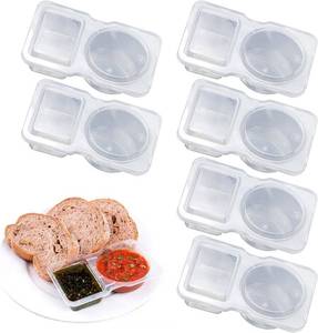lot 18922 image: Double Condiment Containers with Lids,2 Compartment Snack Containers for Condiments or Dips,Double Compartment Condiment Container,Double Compartment Snack Containers