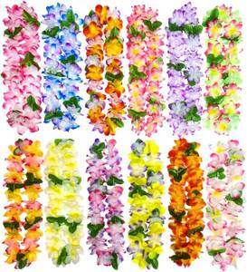 lot 18939 image: 12PCS Hawaiian Leis Luau Party Decorations Tropical Party Favors Lei Hawaiian Flower Lei Perfect for Hawaiian Luaus Party Birthday Party Favors.