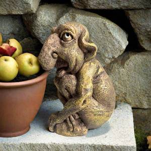 lot 18960 image: Troll Gargoyle Statue, Gothic Resin Statue Home Garden Art Decoration, Exquisite Outdoor Terrace Courtyard Lawn Porch Decoration (Yellow)