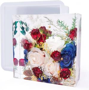lot 18991 image: LETS RESIN Large Silicone Square Molds for Resin, Glossy Deep Square Molds 8x 3 wWooden Support, Epoxy Resin Molds for Flowers Preservation, Resin Casting Molds for DIY Home D cor