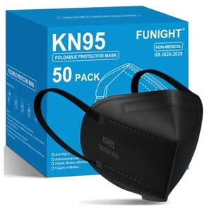 lot 17360 image: Funight KN95 Face Masks 50 Pack 5-Ply Breathable Filter Disposable Face Masks Black