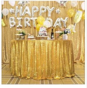 lot 17366 image: JYFLZQ Gold Sequin Tablecloth - 120 Round Sparkly Glitter Table Cover Overlay Shimmer Table Cloth, Perfect for Wedding, Birthday Party, Baby & Bridal Shower