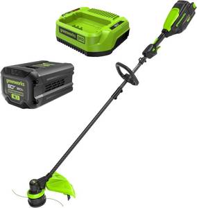 Greenworks 80V 17" Carbon Fiber Brushless Cordless String Trimmer - 2-Mile Fence Line &amp; Driveway Edging Pro, 2.0Ah Battery/Charger Included, 23% Lighter vs Gas Trimmers - Retail: $288.27