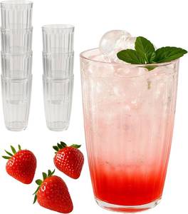 lot 17379 image: Kate Aspen Clear Ribbed Acrylic Glasses Drinkware Set of 8, 21 oz, Plastic Tumblers, Tumblers & Water Glasses, BPA-Free Plastic Cups Reusable for Cocktails,Pool Parties & Outdoor Entertaining