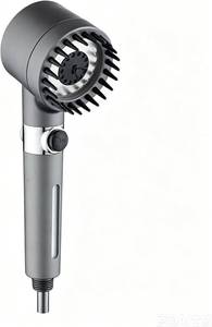 lot 17396 image: New Embossed Sprinkler Head, 3 Settings, Water Stop Button, Removable Filter, Scalp Massage Function, For Hard Water Environment (gunmetal gray)