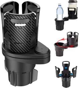 lot 17399 image: Multifunctional Car Cup Holder, All Purpose Adjustable Large Cup Holder (Carbon Black)