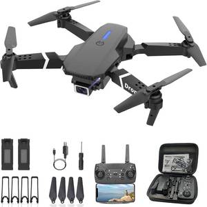 lot 18769 image: ikaufen E88 Drone No screen control, Camera for Adults RC Drone With 720P HD Dual Camera WiFi FPV Foldable Quadcopter Aircraft 2 Battery (E88 No screen control 2 Battery)