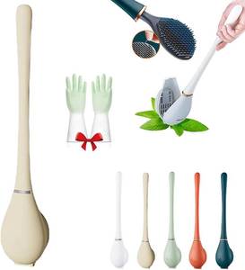 lot 18777 image: Modern Flexible Silicone Toilet Caspa for Home, Modern Home Flexible Silicone Toilet Brush, Deep Cleaning Silicone Toilet Brush and Holder Set with Dispenser, No-Slip Handle & Flexible Bristles (1-C)