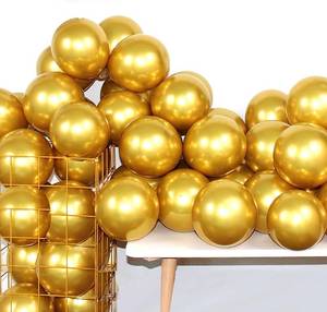 lot 19016 image: 12 Inch 100 Pcs Latex Metallic Chrome Balloons Helium Shiny Thicken Balloons Party Decoration (Gold)