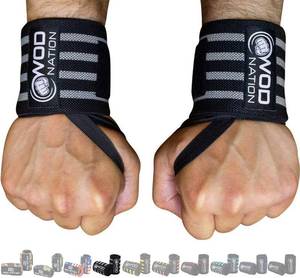 lot 19019 image: WOD Nation Wrist Wraps for Weightlifting & Strength Training   Professional Gym Straps wThumb Loop for Men & Women