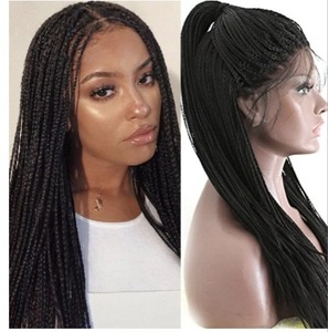 lot 19024 image: Lezaxiu Lace Front Wigs Long Braided Wig Glueless Synthetic Wigs for Black Women Heat Resistant Fiber Hair Wig human hair