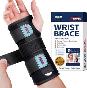 lot 19032 image: FEATOL Wrist Brace Hand Brace, Carpal Tunnel Wrist Splint Night Support for Women Men, Pain Relief Support -Tendonitis, Arthritis, Sprain, Right Hand, MediumLarge