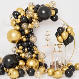 lot 19041 image: RUBFAC Black and Gold Balloons, 2026 Graduation Decorations 130pcs Black Metal Gold and Metallic Confetti Balloons Arch Kit for Class Decorations Retirement Party Wedding Birthday Anniversary
