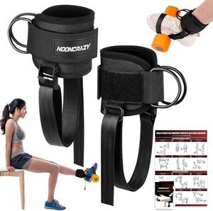 lot 19070 image: nooncrazy Ankle Straps for Dumbbell and Cable Machine, Dumbbell Foot Attachment with Longer Stronger Nylon Strap, Tibialis Trainer, Leg Extensions, Hamstring Curls for Women and Men