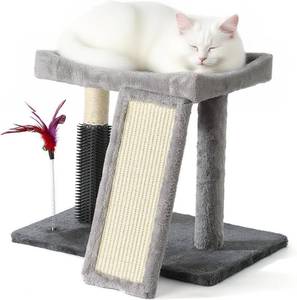 lot 19077 image: Cat Tree Tower,with Scratching Post,Scratching Ball,Feather Teaser, Cat Bed,Multi-Functional Small Space-Saving Cat Tower for Small to Medium Cats(Square Nest M)