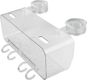 lot 19081 image: Light Luxury Style For Glacier Pattern Suction Cup Shower Shelf, Wall Mounted Soap Dispenser Rack with Large Capacity Storage Basket, PET Material Bathroom Organizer for Glass and