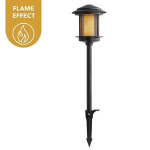 lot 19083 image: Ambrose Low Voltage 2.4 Lumens Black Integrated LED Path Light with Flicker Flame Effect WeatherWaterRust Resistant