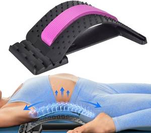 lot 19275 image: Back Stretcher for Lower Back Pain Relief, 4 Level Adjustable Lumbar Cracker Board Massager, Stretching Device for Scoliosis, Sciatica (Pink)