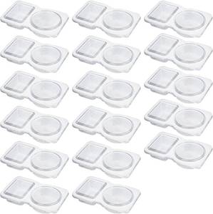 lot 19277 image: Sauce to-Go Clear Portion Cups, Sampling, Trip, Double Condiment Containers, Double Compartment Containers with Lids, Round and Square Dual-Compartment Snack Containers