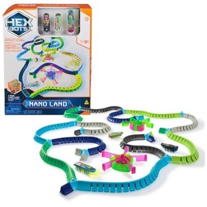 lot 10395 image: HEX Bots Nano Land Sensory Toy Playset with 40 Pieces, 3 Nano Bots & Building Tracks for Kids Ages 3, Including Light-Up Robot Insect Toys