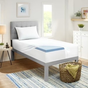 lot 17964 image: Dream Serenity Dorm in a Box - 2 Memory Foam Topper, Memory Foam Pillow,  Mattress Protector Bed Bundle, Twin Extra Long
