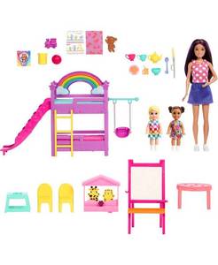lot 19124 image: Barbie Skipper First Jobs Daycare Playset With 3 Dolls, Furniture & Accessories - Multi