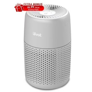 lot 19161 image: Levoit Core Mini Air Purifier with Aroma for Bedroom & Office (178 Sq. ft), Gray.