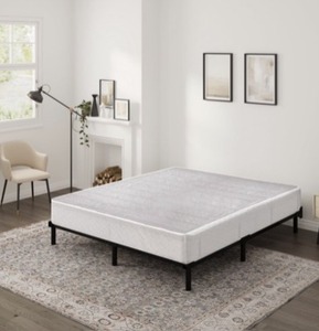 lot 19162 image: Arctus 9 King Heavy Duty Metal Box Spring, Easy Assembly Mattress Foundation with Fabric Cover, No Legs Included