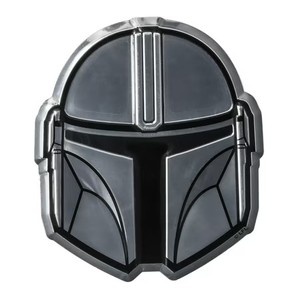 lot 19206 image: Star Wars The Mandalorian Helmet Flexible Aluminum Car Decal, Silver, 4 x 3.5