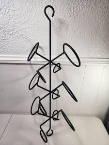 lot 80 image: Black Metal Hanging Wine Rack