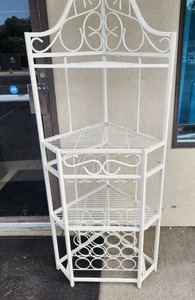 lot 82 image: White Metal Corner Wine And Storage Rack