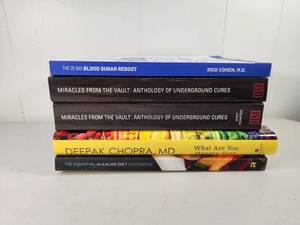lot 125 image: 5-Book Lot Blood Sugar Reboot, Miracles from the Vault, What Are You Hungry For, Alkaline Diet Cookbook