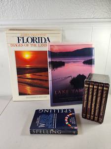 lot 126 image: Book Lot Florida Images, Lake Tahoe, New Webster Dictionary, Spelling Reference 8 Volumes
