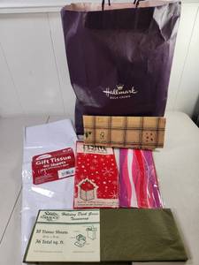 lot 136 image: Hallmark Gold Crown Gift Wrap Tissue Paper Lot Hallmark Shopping Bag Included