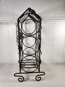 lot 142 image: Decorative Metal Grape Vine Wine Holder with Leaf Accents