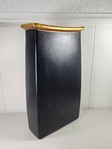 lot 159 image: Rectangular Vase Black with Gold-Tone Rim Approximately 14 in Tall