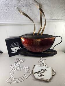 lot 165 image: Coffee Themed Decorative Metal Wall Art - Set of Four