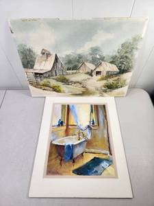 lot 172 image: Two Watercolor Painting Prints
