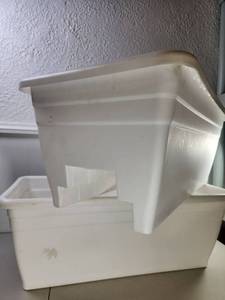 lot 195 image: White Plastic Rail Planter Box Pair
